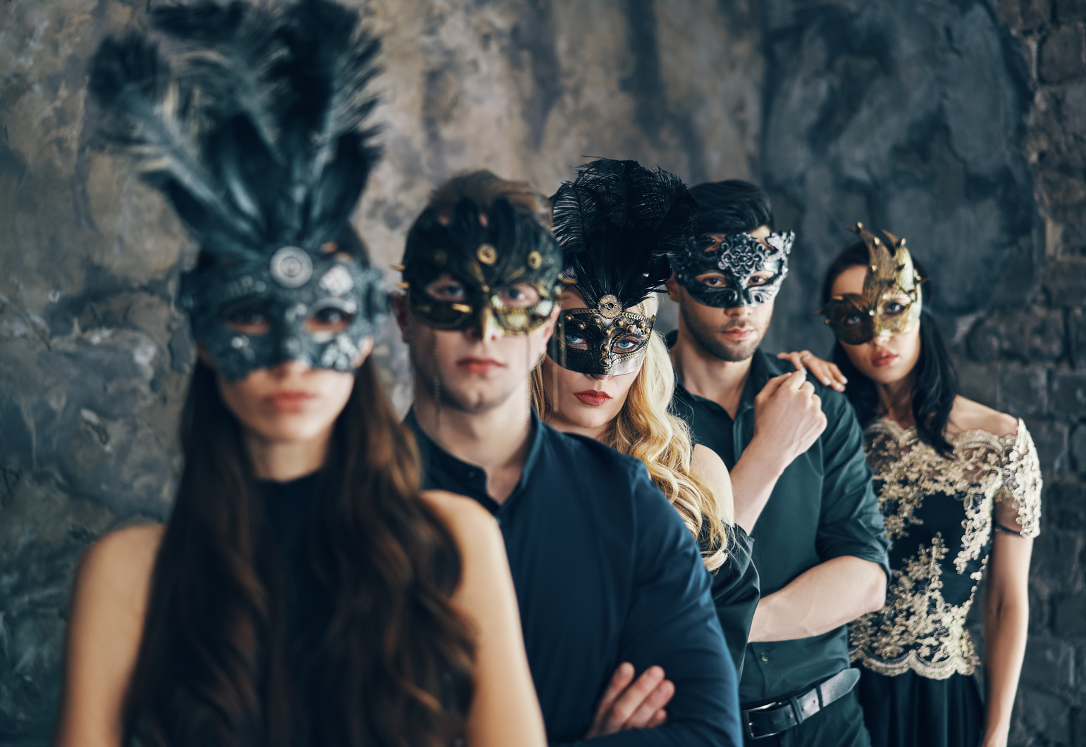 Group of People in Masquerade Carnival Mask